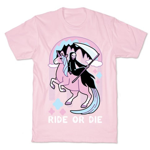 Ride or Die - Grim Reaper and Unicorn T-Shirt